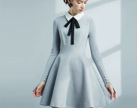 【衣纱布菲】珍妮 秋装女2017新款长袖连...