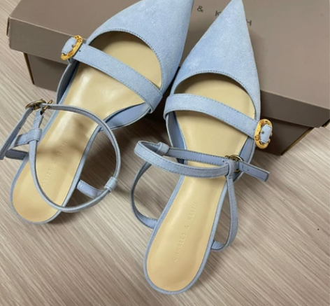 小ck 雾霾蓝 小高跟鞋 36码 挺新的 ...