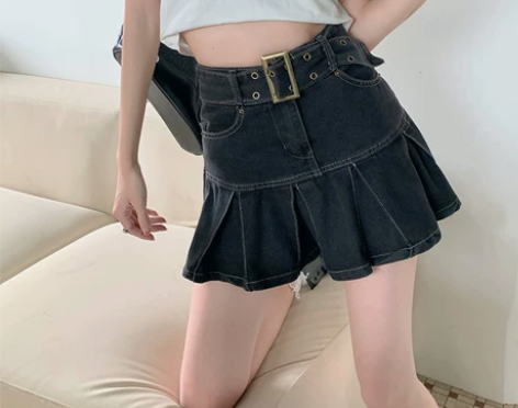 WARDROBE美式辣妹复古牛仔半身裙女防...