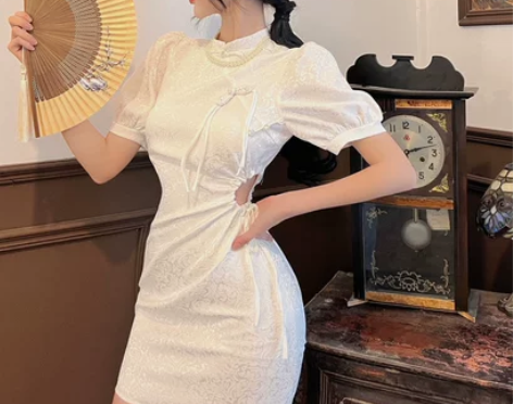 ?【55价】甜辣妹纯欲风性感改良旗袍镂空露...