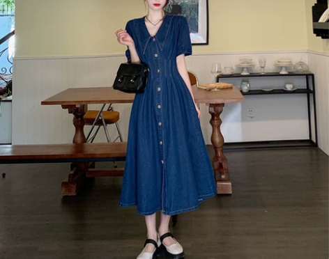 ?大码牛仔裙连衣裙女2022夏季新款胖mm...