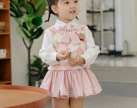 胡桃原创纯色蓬篷裙 可爱儿童裙子半身正版秋...