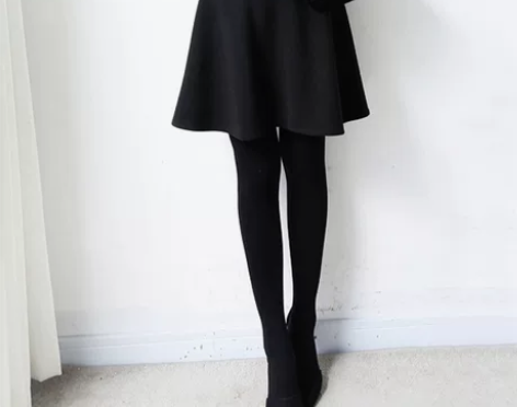 松紧高腰纯色羊毛针织A字裙女半身裙秋冬修身...