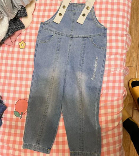 女童背带牛仔裤110cm，2件包邮 感兴趣...