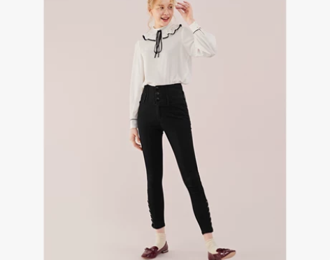 【年货价】乐町高腰牛仔裤铅笔裤港味复古ch...