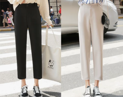 直筒裤女九分裤春秋新款休闲裤高腰垂感西装裤...