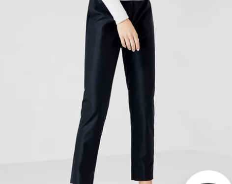 蓝色羊毛直筒裤宽松长裤子高腰休闲西裤201...