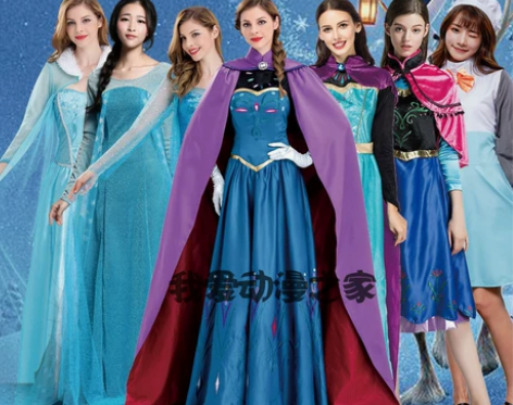 迪士尼冰雪奇缘cos艾莎女王安娜公主雪宝大...