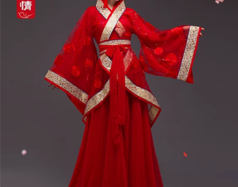 红色汉服女中国风唐朝贵妃仙女新娘写真古装影...
