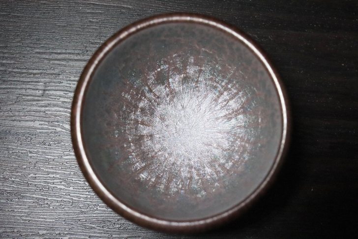 彩金百花敛口建盏 建阳建盏