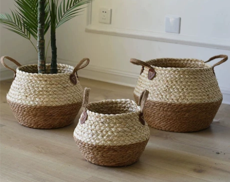 植物工艺品海草装饰草编包花盆容器家居摆设跨...