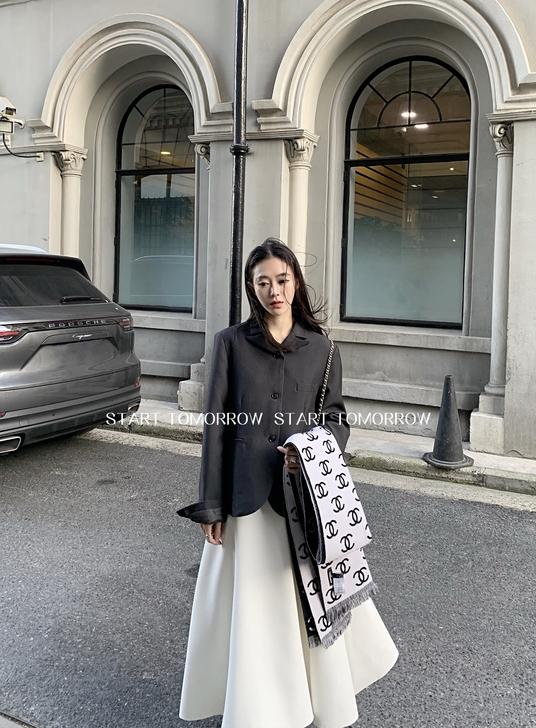 袁嘉宜 高雅天鹅湖 气质白色百褶裙半身伞裙...