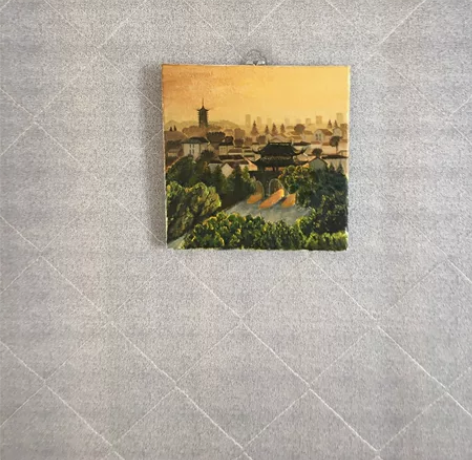 纯手绘油画作品 刮刀油画作品 古建筑 20...