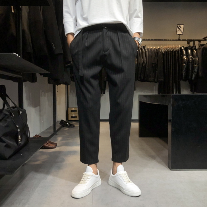 西裤男2020春夏季裤子男潮宽松直筒百搭西...