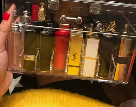 桌面化妆品口红收纳盒架子防尘带盖透明韩国亚...