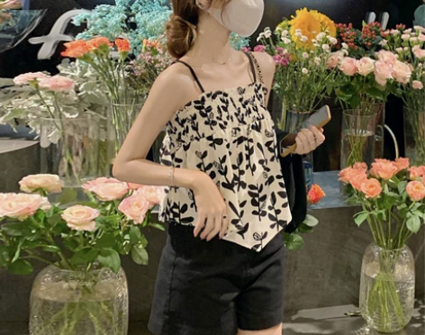 法式碎花吊带背心女装夏季美背抹胸设计感小众...