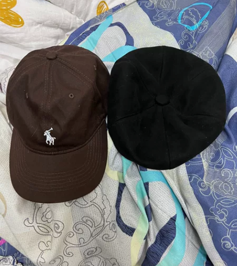 闲置咖啡色复古Polo棒球帽+黑色鹿皮绒贝...