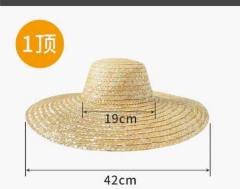 手工麦秆草帽工地钓鱼户外田园防晒遮阳帽女大...