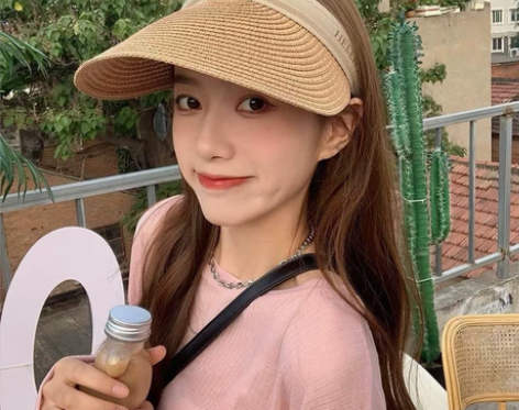 拉菲草空顶发箍遮阳帽，夏日必备 图五实物图...