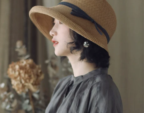 赫本风遮阳帽女可折叠   盆帽文艺渔夫帽子...