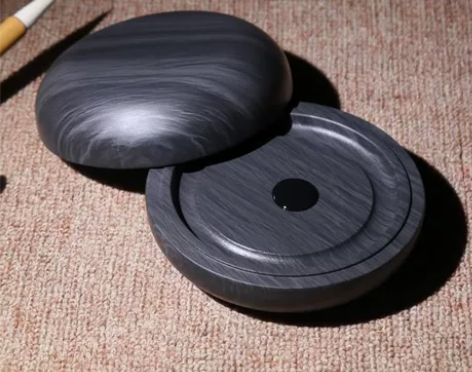 精品砚台 歙砚水波纹印泥砚双面工砚台 圆砚...