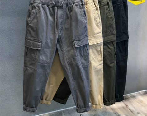 100%纯棉耐磨多口袋工装裤男潮流宽松高端...