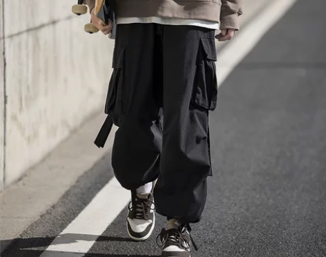 日系工装裤男款潮牌高街秋冬季加绒加厚宽松束...