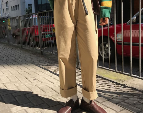 馨帮帮自制新款长裤韩版港风学生帅气百搭直…...