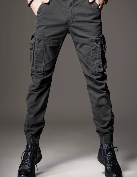 秋季潮牌工装裤男户外耐磨加绒修身束脚美式多...