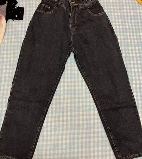 高腰哈伦牛仔裤女直筒宽松显瘦萝卜老爹裤子 ...