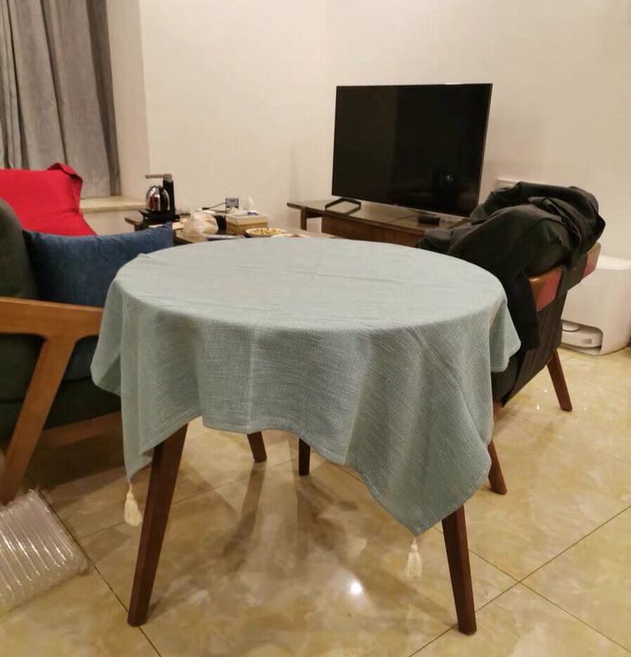 北欧圆形桌布布艺棉麻简约现代素色高档酒店台...