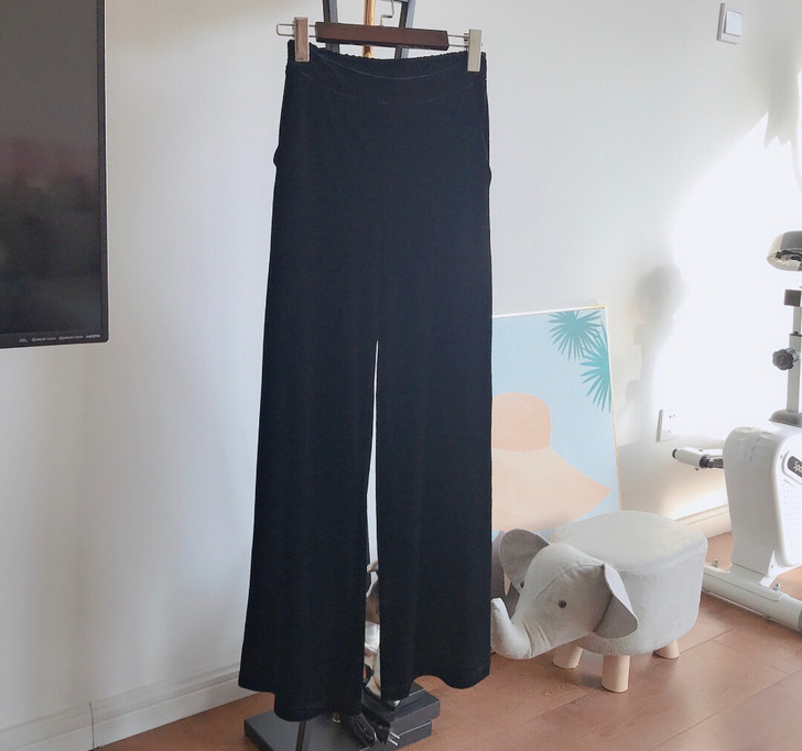 丝绒阔腿裤 直筒裤 垂坠感 休闲裤 长裤丝...