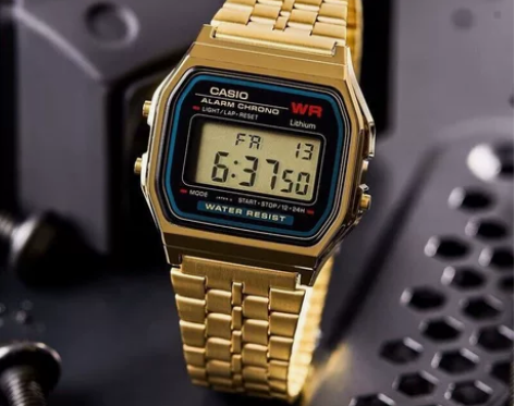 卡西欧(CASIO)小方块复古数显小金表防...