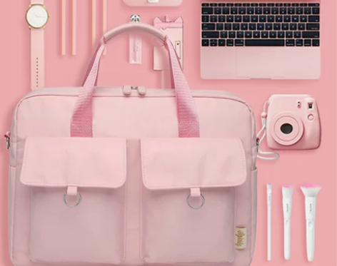 电脑包14寸女手提笔记本好看的时尚简约斜跨...