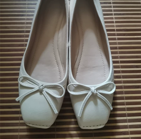 平底单鞋女小香风温柔风夏季蝴蝶结凉鞋方头白...