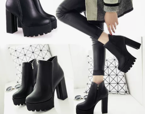 全新 zipper高跟鞋女2021新款韩版...