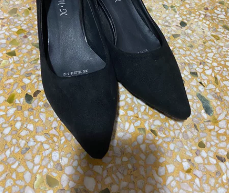 [超便宜]黑色高跟鞋女细跟单鞋绒面 线下渠...