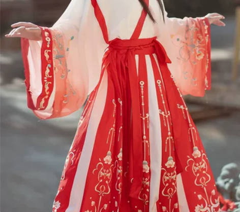花神记魏晋红色汉服出租 青衣水袖汉服/汉元...
