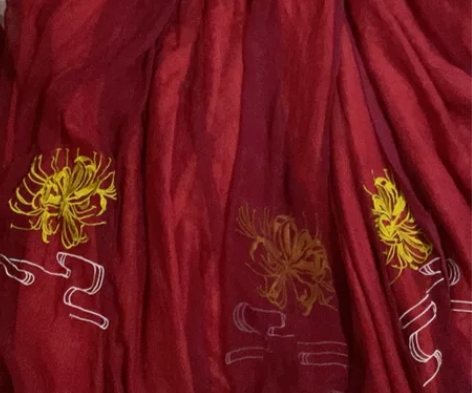 全新带吊带的艺缕彼岸花汉服裙~上黑下红带蝴...