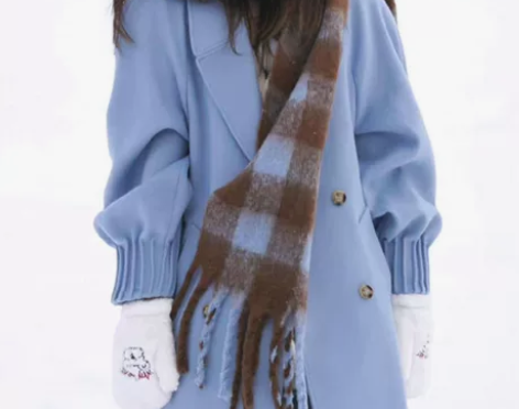 虞书欣同款秋冬季仿羊绒格子围巾学生情侣马海...