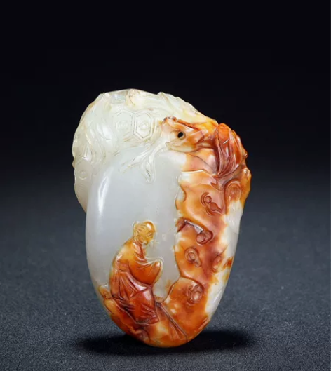 清中期 和田玉籽料留皮 脂白玉 米芾拜石 ...