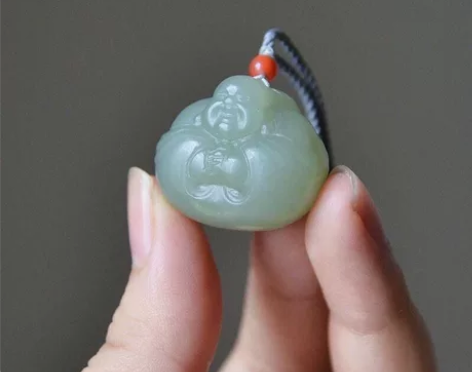 闲置出，天然和田玉弥勒佛笑脸佛吊坠玉石项链...