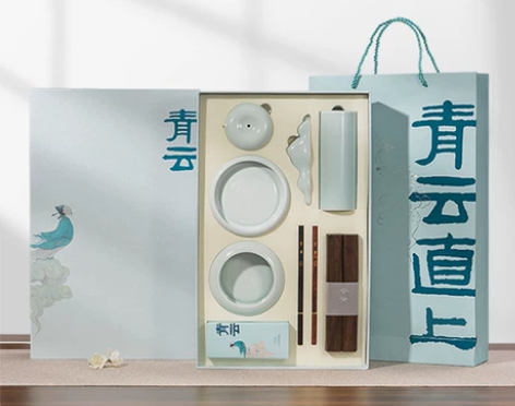 青云笔墨纸砚文房四宝精品套装礼盒送礼狼毫小...