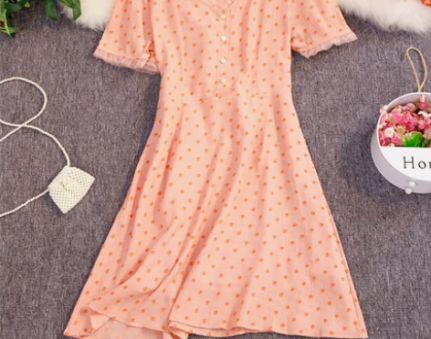 智熏法式桔梗御姐风气质小个子碎花小香风连衣...