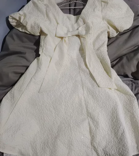 夏季时尚新款法式小众蝴蝶结泡泡袖连衣裙大码...