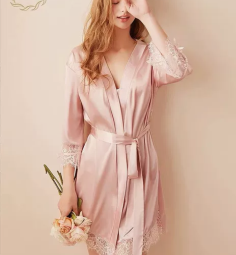 rosetree丝绸睡衣女夏季薄款冰丝睡袍...