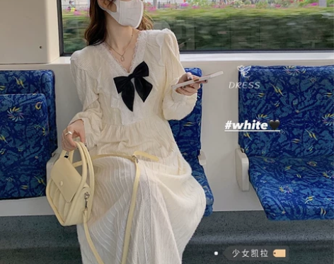 秋装连衣裙长袖女中长款裙子高腰韩版长裙