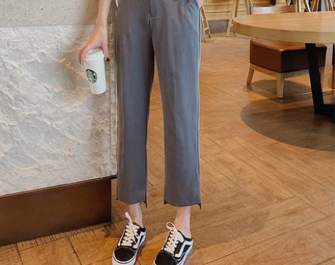 直筒西装裤女2019春夏新款韩版宽松休闲高...