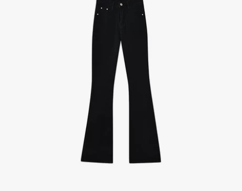 秋装复古高腰宽松黑色微喇叭裤女2021年新...