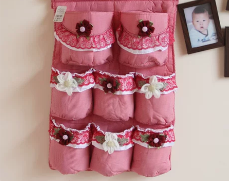 康乐屋 公主蕾丝卡通收纳袋置物袋布挂袋杂物...